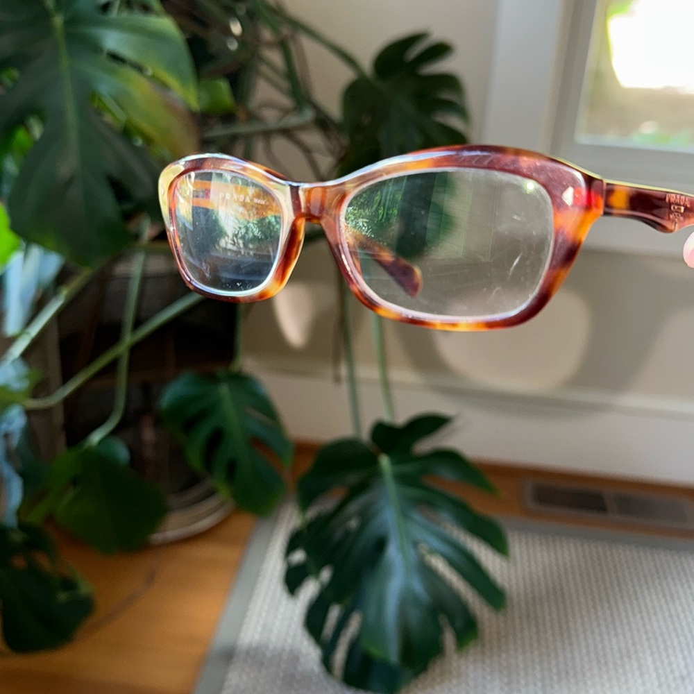 Brown tortoiseshell Prada frames
